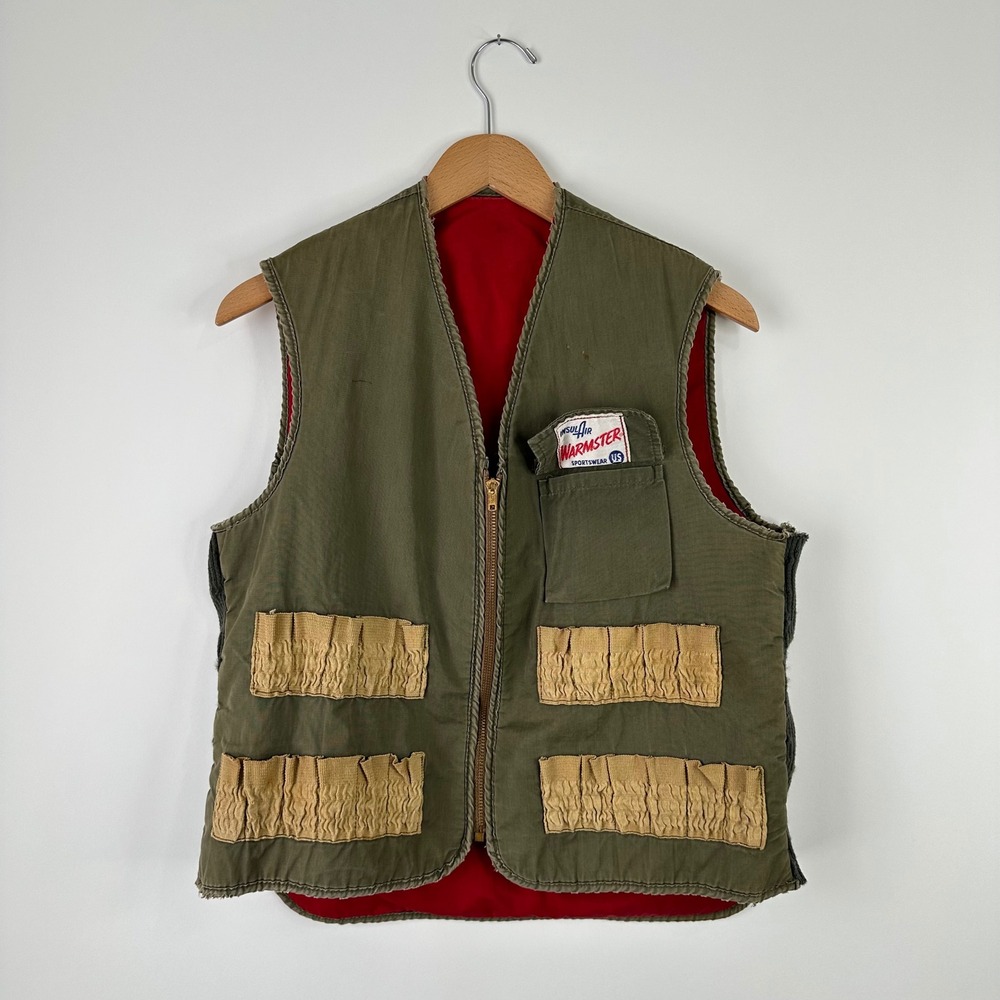 Vintage 60s Insul Air Warmster SportsWear Hunting Vest Green Red Reversible
